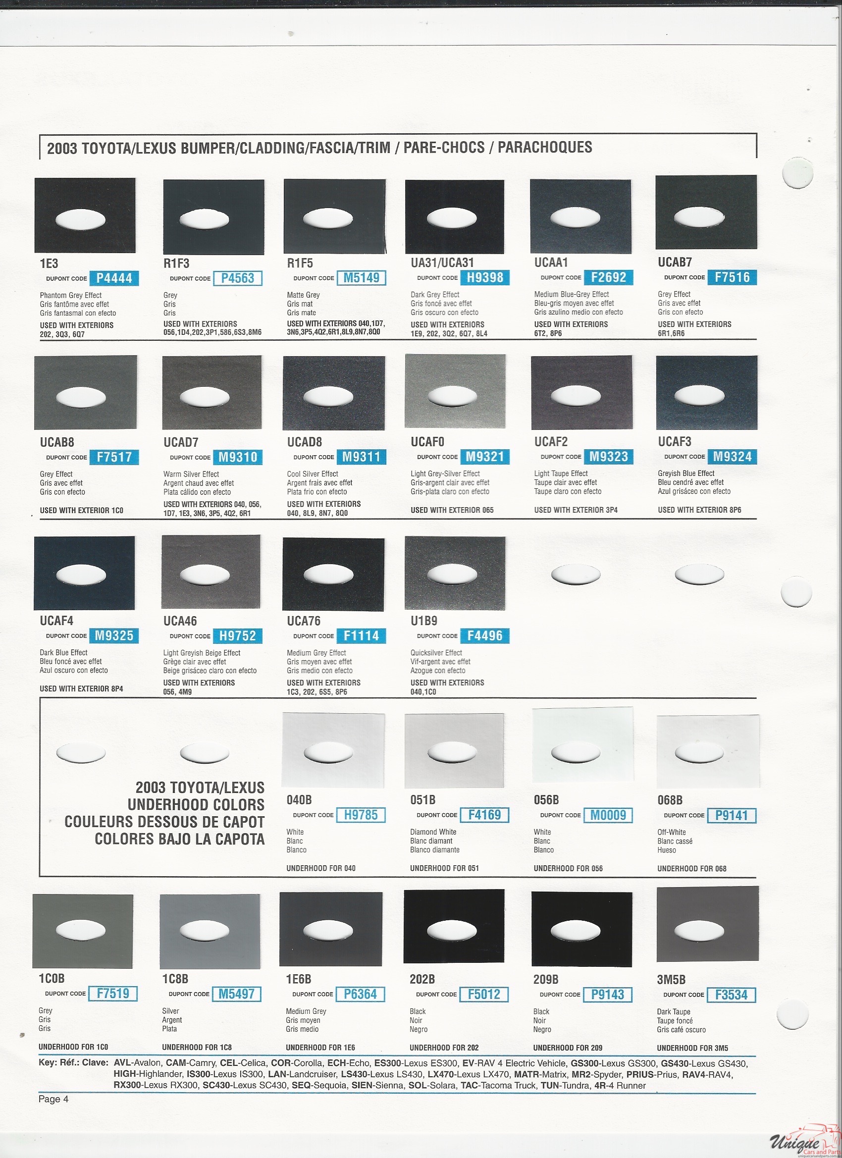 2003 Toyota Lexus-1 Paint Charts